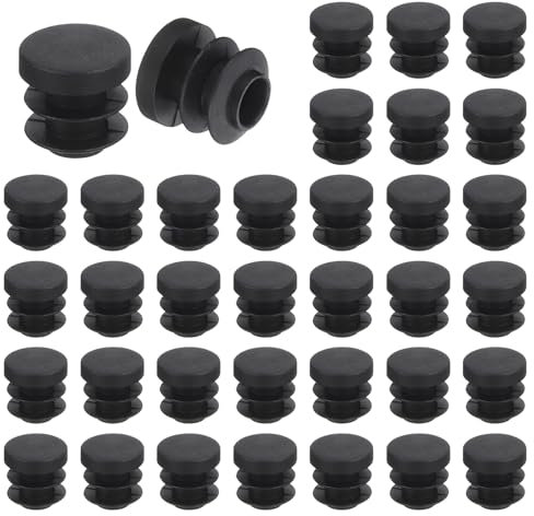 QUARKZMAN 36 Pcs Bouchon en Plastique Rond, Bouchons d'Extrémité de Tube Noirs, 14mm(0.55 Pouce) pour Pieds de Meubles, Protection de Glissement pour Chaise, Canapé, Table, Étagère