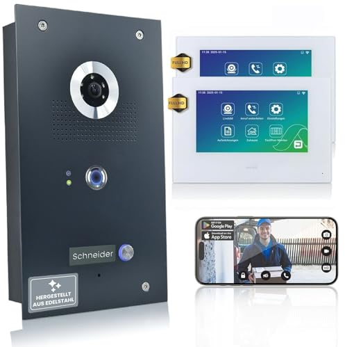MATHFEL Video Türsprechanlage mit Kamera und Türöffner, 7'' Monitore, 4 Draht Anschluss, WLAN Optional - Türklingel mit Kamera, Gegensprechanlage mit Türöffner, Sprechanlage