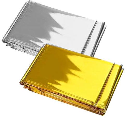 SIRLOMU 2 Stück Extra Stark Rettungsdecke Rettungsfolie Notfalldecke Erste Hilfe Decke Für Erste Hilfe Wandern & Camping Und Outdoor (210 X 160cm) (Gold Silber)