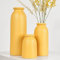 Keramikvase Set-3, Kleine Blumenvasen für Dekor, Moderner Boho-Bauernhaus-Stil, dekorative Vasen für Pampasgras & Trockenblumen, Used-Finish (Gelb)