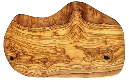 Küchenmaster Olivenholz Schneidebrett 30 cm im Naturschnitt, Käsebrett Brotzeitbrett Frühstücksbrettchen Brettchen Holzbrett