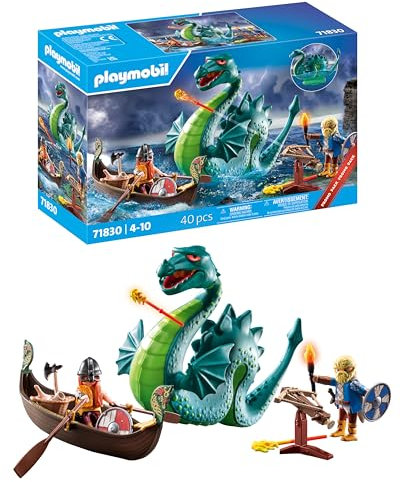 PLAYMOBIL | Wikinger mit Seeungeheuer | Lernspielzeug ab 4 Jahren | Fantasievolles Spielzeug | Drachenfigur & Wikingerschiff | Kreativitätsförderndes Spielzeug | 71830