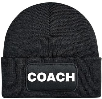 NIMAMA Mütze Beanie Coach Wintermütze Statement Spruch Print Geschenk Unisex Strickmütze für Herren und Damen - Schwarz