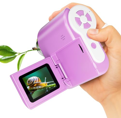 USCAMEL Portable Digital Microscope for Kids: 1000x Magnification, 2 HD Screen, USB Connectivity, Slides Kit Included - Educational Pocket Miniscope for 7-12 Year Olds (Purple)