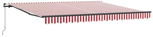 vidaXL Einziehbare Markise Rot und Weiß 400 x 350 cm Stoff, Balkonmarkise, Moderne ausziehbare Schattenlösung, wasserfeste Materialien für Sonnenschutz, verstellbare Abdeckung