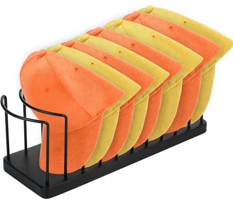 smtfcty Hat Organizer for Baseball Caps,Wood Metal Cap Holder Storage Display Hat Rack Stand for 10 Baseball Hats Multipurpose Hat Stand Holder for Desk Closet Shelf Dresser