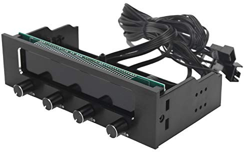 Keenso 4-channel CPU Fan Controller with LCD Display and High-temperature Alarm for Computers, Aluminum-alloy Panel
