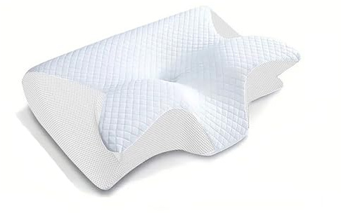 Wuhuarou Pillow Daddy Schlafkissen, Kissen für Nackenschmerzen Memory Foam Nackenkissen, Ergonomisches Anti Schnarch Kissen für Rücken, Bauchschläfer, Atmungsaktiv Waschbar, Inklusive 2 Bezüge (Weiß)