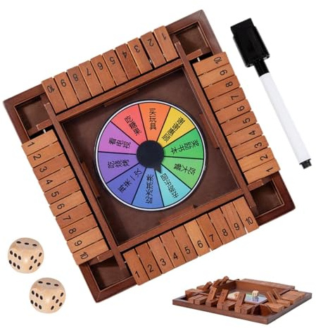 Zasdvn Würfelbrett - Holz Würfelspiel - Vier Seiten Zahlen Schach Spielzeug | Reisespiel Gesellschaftsspiel Familienfest Partyspiel