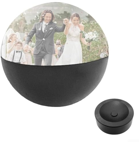 QuivyLivy Personalisierte LED-Videokugel, 7 cm, dekorative Display-Kugel, WLAN-Foto-Wiedergabe, für Hochzeiten, Geburtstage, Jubiläen, Heimdekoration (schwarz)