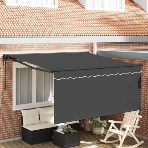 Pergola extérieure rétractable 300 x 250 cm avec télécommande, tissu résistant aux UV et à l'eau, structure métallique de couleur gris anthracite pour patio, jardin, balcon, design moderne