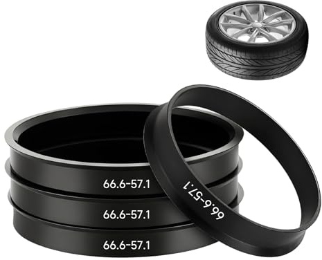 Zynqo 4 Zentrierringe 66,6 bis 57,1, Zentrierringe aus schwarzem Kunststoff, Universal-Ringe für Räder, kompatibel mit VW Mercedes, Vibrationsreduzierung, präzise Passform