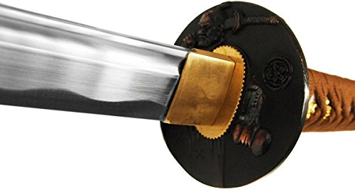 DerShogun Katana Samuraischwert Saya matt schwarz Sageo Hellbraun
