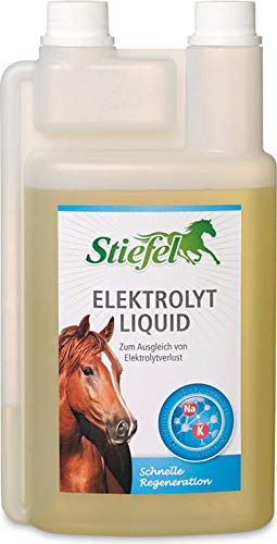 Stiefel Elektrolyt Liquid für Pferde, hochwertiger Eletrolyte, szum Ausgleich von Elektrolytverlusten bei Hitze oder starker Anstrengung, schnelle Regeneration, flüssig, mit Dosierflasche, 1l
