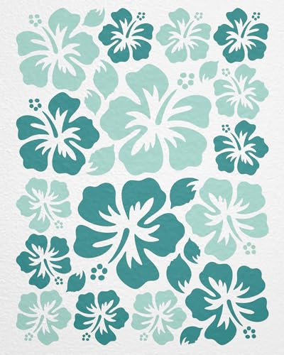 WANDfee Wandtattoo Hibiskus Blumen Hibiskusblüten FARBWUNSCH mint türkis Wandsticker Wandaufkleber Fliesenaufkleber