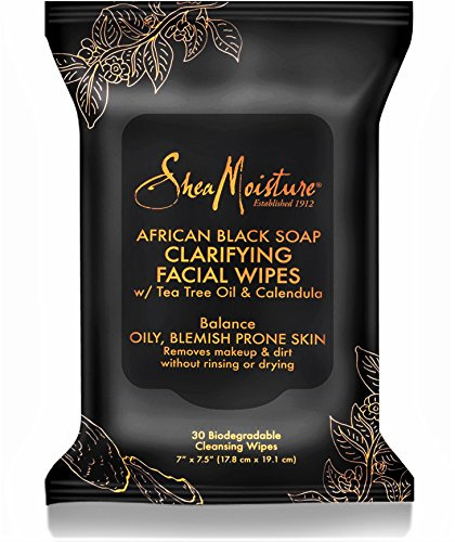 Shea Moisture African Black Soap Clarifying Facial Wipes By for Unisex - 30 Pc Wipes