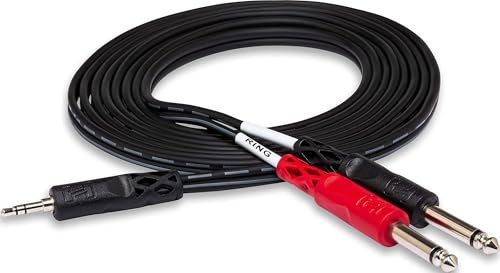 Hosa Stereo BRKT 3.5 MM to Dual 1/4 in TS 10 Ft
