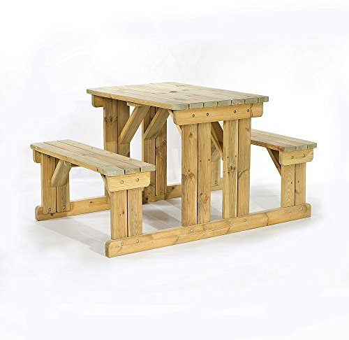BrackenStyle Guernsey 4 Seat Wooden Picnic Table, Green Treated Pine | Easy Access Walk In, Commercial Standard, Outdoor Pub Garden Bench