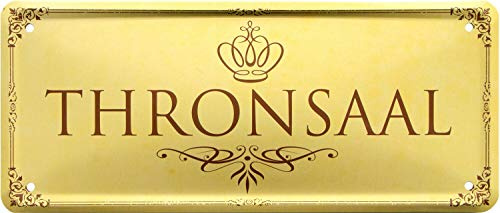 WOGEKA ART Retro Blechschild - Thronsaal Büro Chef - witziger Spruch als Geschenk-Idee zum Geburtstag Weihnachten zur Dekoration 28x12 cm Vintage-Design aus Metall 2075
