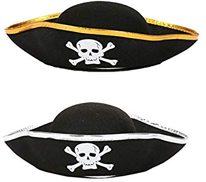 thematys 2er Set Piratenhüte - Dreispitz Admiral & Jack Sparrow Stil für Karneval, Halloween & Kinderpartys