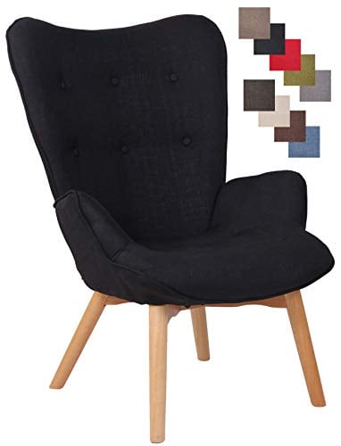 CLP Lounger Durham Mit Stoffbezug I Ohrensessel Mit Buchenholz Gestell I Loungesessel Mit Max. Belastbarkeit Bis 136 kg, Farbe:schwarz