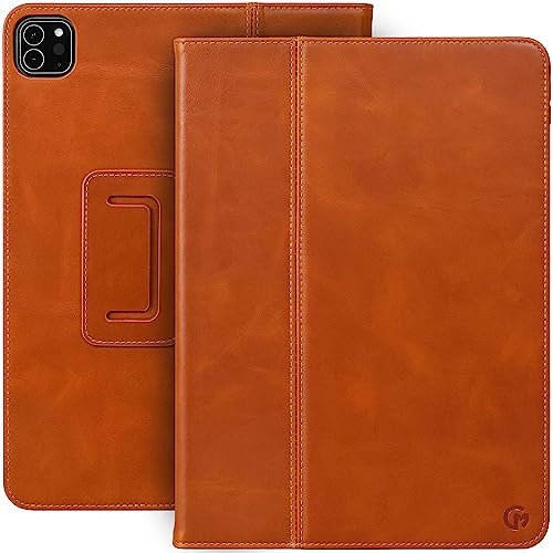 Casemade Real Leather Case Compatible with iPad Pro 11” 1st/2nd/3rd/4th Gen (2018/2020/2021/2022) - Full-Grain Leather Cover, Auto Sleep/Wake, Dual Stand Position (Tan)
