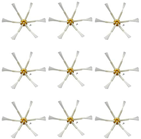 MIRTUX Kit de 9 Cepillos Laterales de 6 Aspas Compatible con Roomba Serie 500, 600 y 700 (Todos los Modelos) - Recambios para Roomba de Alta Eficiencia - Repuestos para Roomba