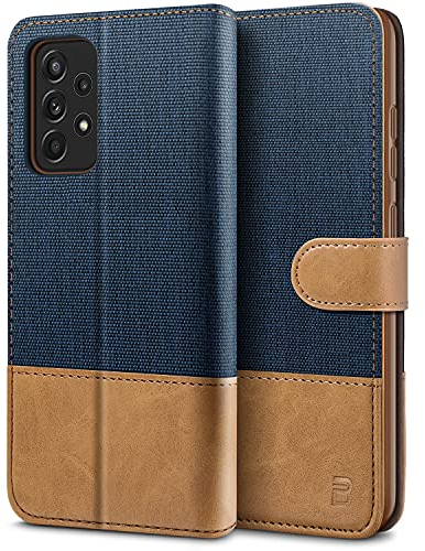 BEZ® Coque pour Samsung A52S 5G, Etui pour Samsung Galaxy A52 Housse en Cuir de Protection, Portefeuille en Cuir Polyuréthane, Crochet, Pochette pour Monnaie, Fermeture Magnétique, Bleu