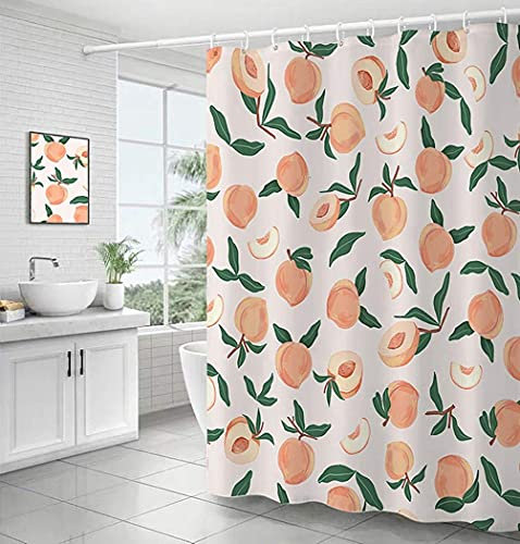 Dekorativer Pfirsichfarbener Geparden-Duschvorhang, 183 x 183 cm, Badezimmer-Dekoration, pfirsichfarben, hängender Badvorhang mit Haken, wasserdichter Stoff, maschinenwaschbar