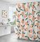 Dekorativer Pfirsichfarbener Geparden-Duschvorhang, 183 x 183 cm, Badezimmer-Dekoration, pfirsichfarben, hängender Badvorhang mit Haken, wasserdichter Stoff, maschinenwaschbar