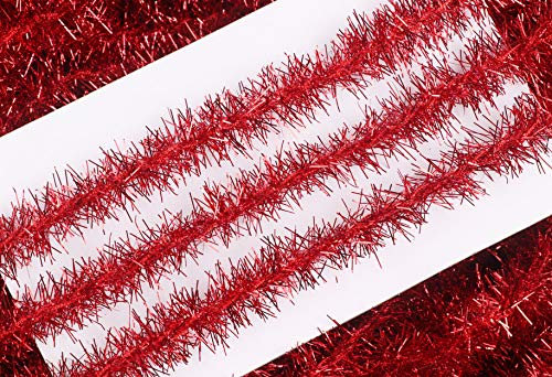 YYCRAFT Schmales Metall-Lametta-Girlande, Drahtband, 1,9 cm x 20 m, Rot