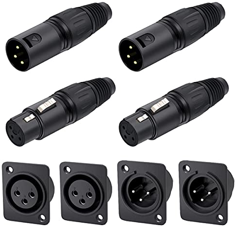 Xiatiaosann 2 paires 3 broches XLR mâle et femelle MIC Snake Plug Audio connecteur microphone pour table mixage, haut-parleur avec 2 paires 3 broches XLR mâle et femelle prise jack montage sur panneau