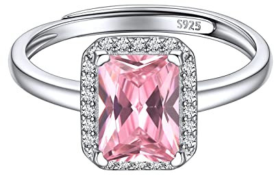 ChicSilver Silber verstellbarer Fingerring für Damen Mädchen Trendiger Ring mit Quadrat Turmalin Gebursstein Hochzeitsring Verlorbungsring Ehering