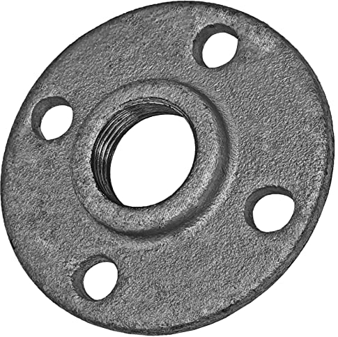 Gewinde Fitting Verschraubung aus Temperguss verzinkt - Flansch mit 1 1/2 Rohr Zoll Innengewinde IG und 4 Bohrungen Nr. 329