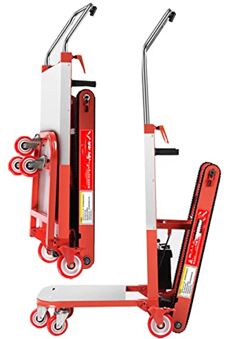 XINGma Elektrischer Treppensteiger – Handwagen, BüRstenloser 250-W-Motor, Robuster Plattformwagen, TragfäHigkeit 300 Kg, Nutzungszeit/5 Stunden, 3,2 cm Verbreitertes Schienendesign,Red