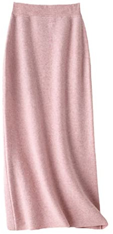FULBHPRINT Gonne lunghe a maglia in cashmere invernale per donne gonne a vita alta A-Line a vita alta, rosa, XXL