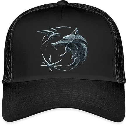 Spreadshirt The Witcher Emblem Logo Geralt, Ciri Und Yennefer Trucker Cap, One Size, Schwarz/Schwarz