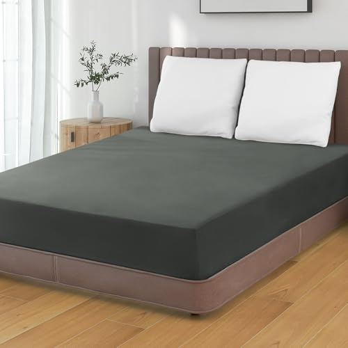 HENGWEI Spannbettlaken 100x200cm Mikrofaser, Spannbetttuch bis 30cm Matratzenhöhe Weiche Matratzenauflage, mit Elastischem Boxspring, für Boxspringbett & Wasserbett, Dunkelgrau