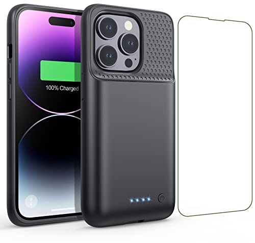 Feob Battery Case for iPhone 14 Pro(6.1inch),Powerful 7200mAh Ultra-Slim Battery Charging Case,Rechargeable Protective Extended Charger Cover for iPhone 14 Pro Black