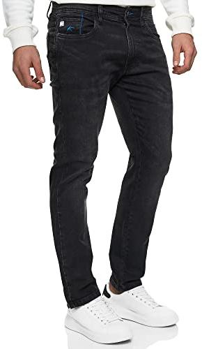 Indicode Herren INCoil Jeanshose aus 77% Baumwolle Super-Stretch | Denim Herrenjeans Vintage Black, 34/32