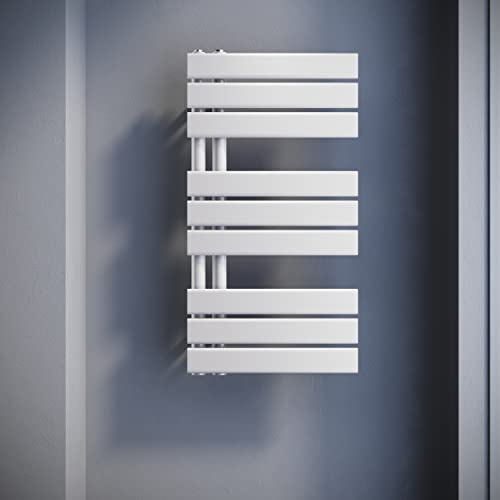 SONNI Badheizkörper Flach Handtuchtrockner 762 x 400 mm Weiß Handtuchwärmer Seitenanschluss Panel Handtuchheizkörper 570W