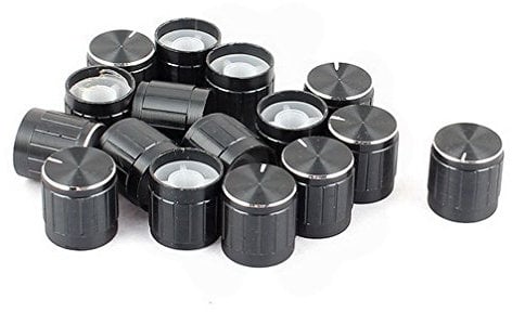 FOFOPE Switch 16pcs 6mm Hole Dia Lamp Dimmer Rotary Switch Knob Control Cover Black DIY supplies