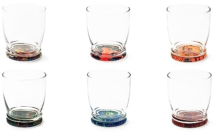 Excelsa Aboriginal - Juego de 6 vasos con fondo decorado, ml 340, Diámetro 8 cm, Vidrio