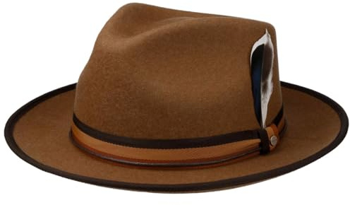 Stetson Baileyville Fedora Wollhut Einfarbiger Player-Hut Outdoor-Filzhut Asahi Guard Knautschbar Wasserabweisend Unisex Herbst Winter braun XL (60-61 cm)