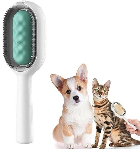 BSITSSS 4 in 1 Pet Hair Removal Comb with Water Tank, Universal Cat Brush with Water Tank, Multifunctional Cat Brush with Water, Sticky Comb for Cats for Massaging and Removing Loose Hair(Blue)