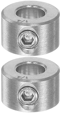 QUARKZMAN 2pcs Bague de Réglage Bague Arrêt d'axe Butée Arbre Collier 1/4 Alésage 304 Inox Acier, 1/2 OD, 1/4 Largeur pour Roue Brouette Pont, Boite Vitesse Machine Outillage