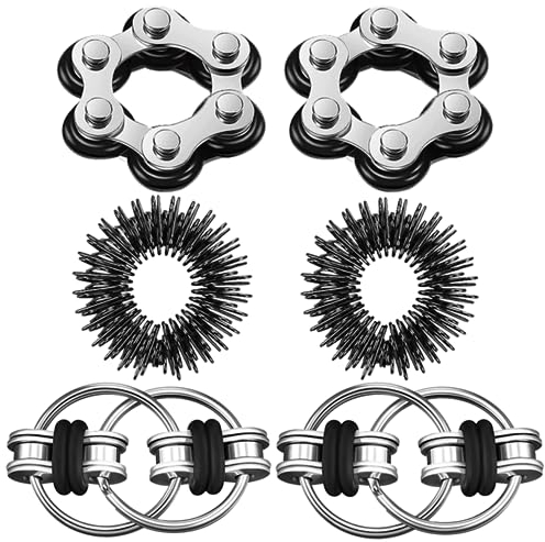 Steemjoey Juego de 6 Juguetes para Fidget, Juego De Cadena Flippy, Seis Cadenas De Rodillos, Alivia el estrés Reductor Add para Adultos y Niños, ADHD, Ansiedad, Autismo (Negro)
