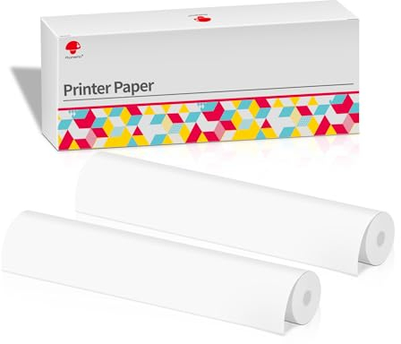 Phomemo Papier Thermique A4 2 Rouleaux, Compatible avec L'imprimante Portable Phomemo M832/M834/M833, pour Voyage, Maison, Photo, Papier Thermique 210x297 mm, 20 Feuilles/Rouleau