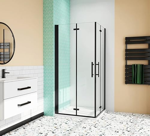 Aica Sanitär Eckeinstieg Duschkabine Dusche Duschwand Duschabtrennung Falttür H195cm,110x80cm