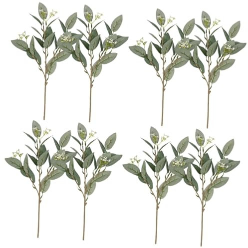 Amosfun 8 STK künstlicher Olivenzweig grüne Vasen künstliches Grün Anlage Dekor Pflanzenzubehör falsche Stiele von Olivenzweigen Hochzeit gefälschte Pflanze Haushaltsprodukte Ölzweig Seide